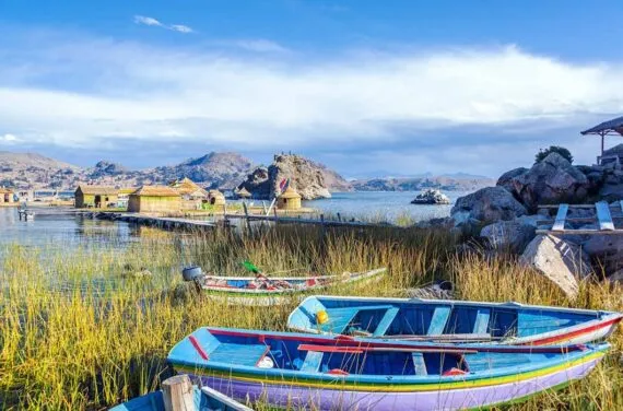 Boats on Lake Titicaca