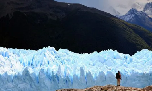 Man hiking near Perito Moreno Glacier
