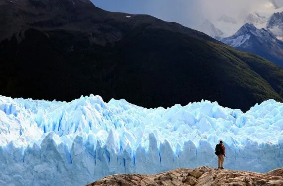 Man hiking near Perito Moreno Glacier