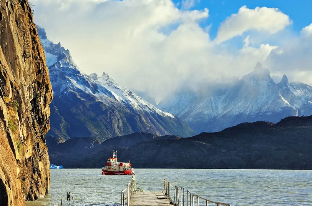 Boating around Torres del paine landscape
