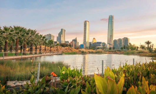 Santiago skyline from bicentenario park