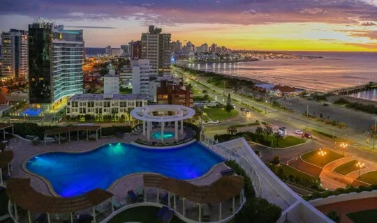 Aerial and sunset view of Punta del Este