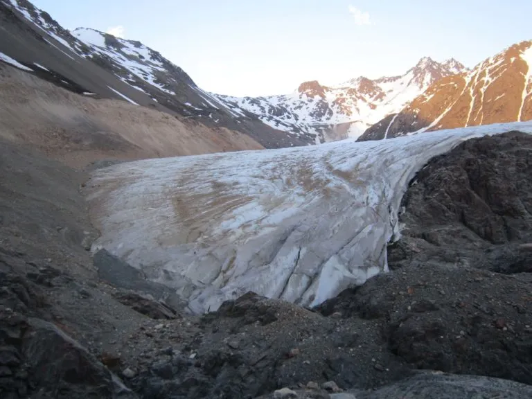 hiking trail in patagonia featuring a glacier