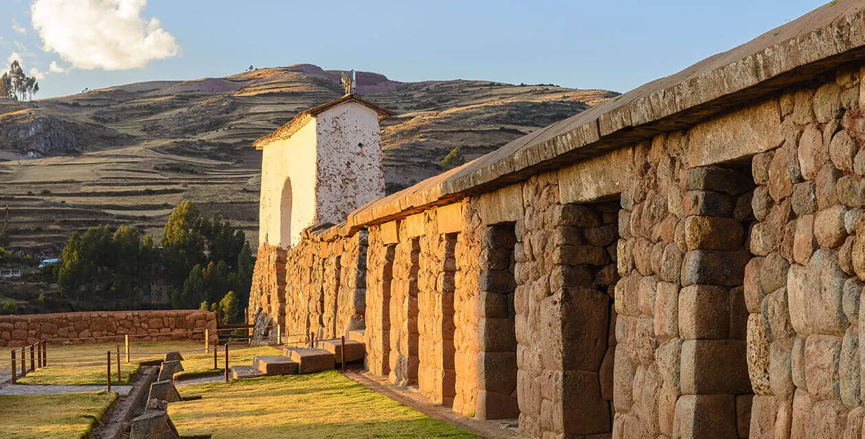 the square of chinchero during sunset