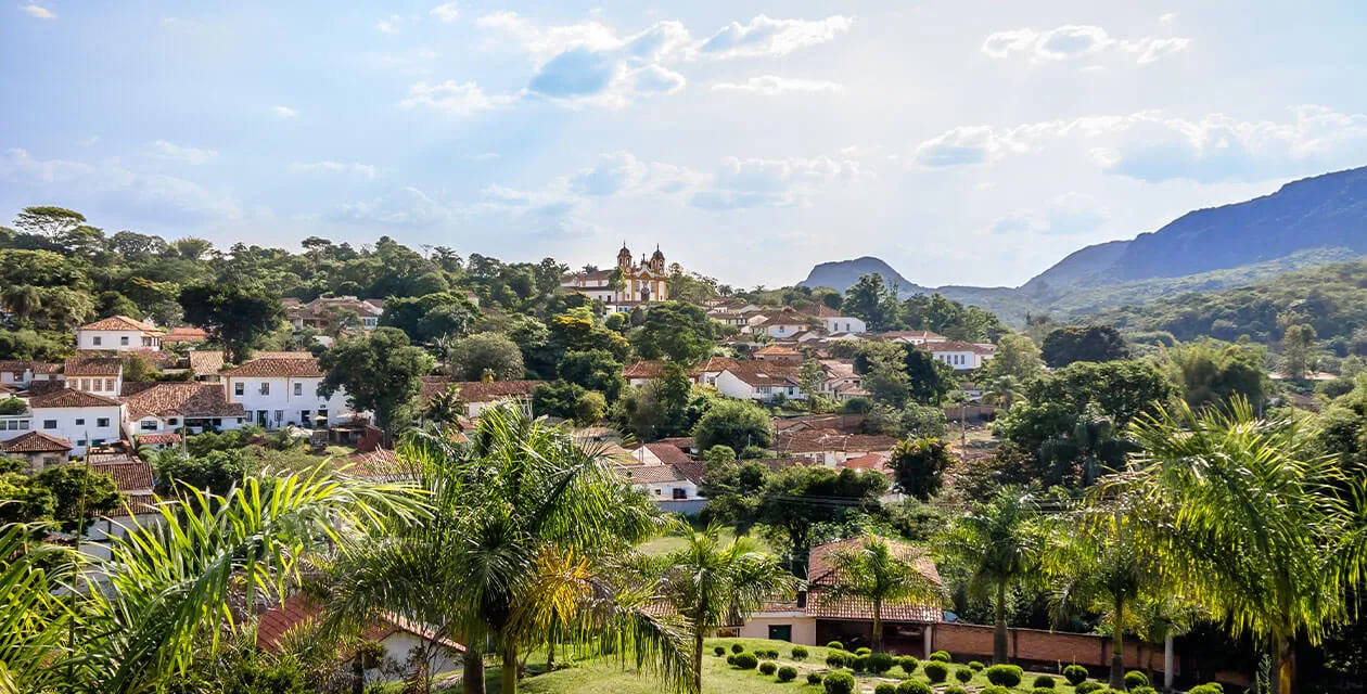 Tiradentes distant shot of town on hill