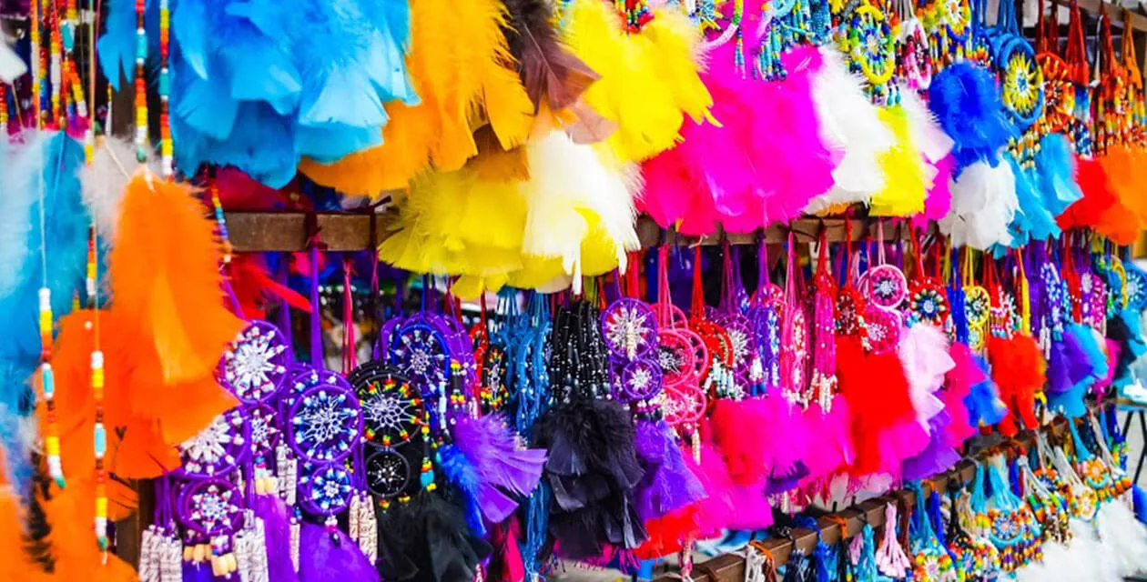 colorful goods at the otavalo market in ecuador