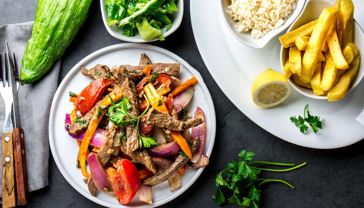 peruvian stir fry called lomo saltado