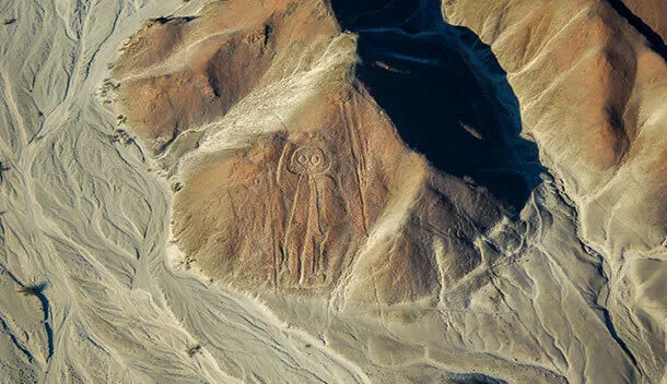 aerial view of the owl nazca lines