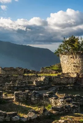 sun shining down on the kuelap ruins in peru