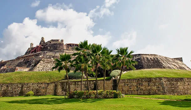 fort on verdant hill in cartagena