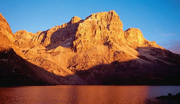 mountain and lake in andes
