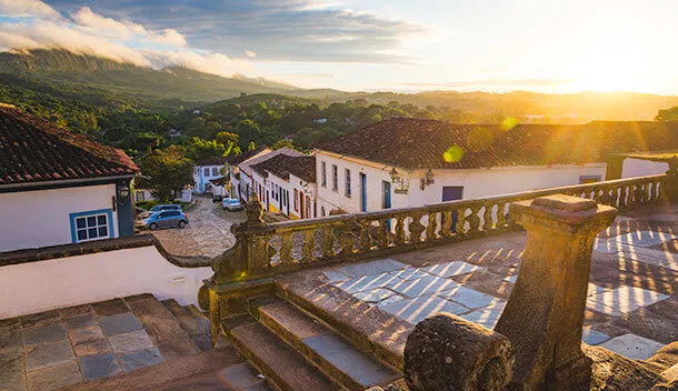 Steps to the baroque church in Tiradentes