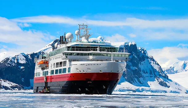close up of an antarctica cruise ship