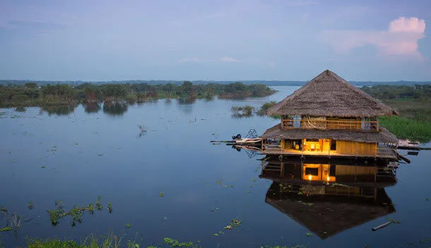 floating hut in iquitos peru