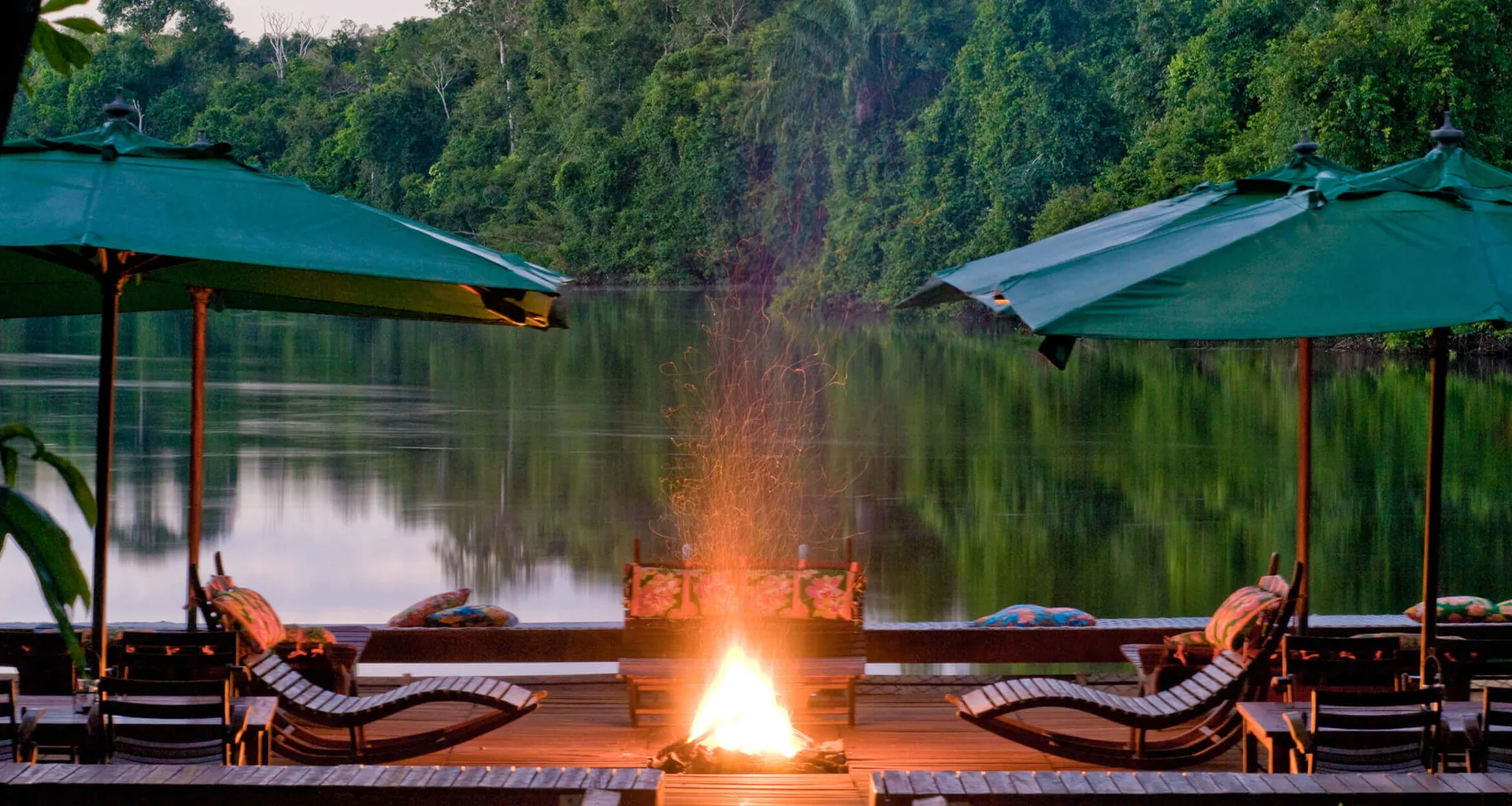 The deck at the Cristalino Lodge