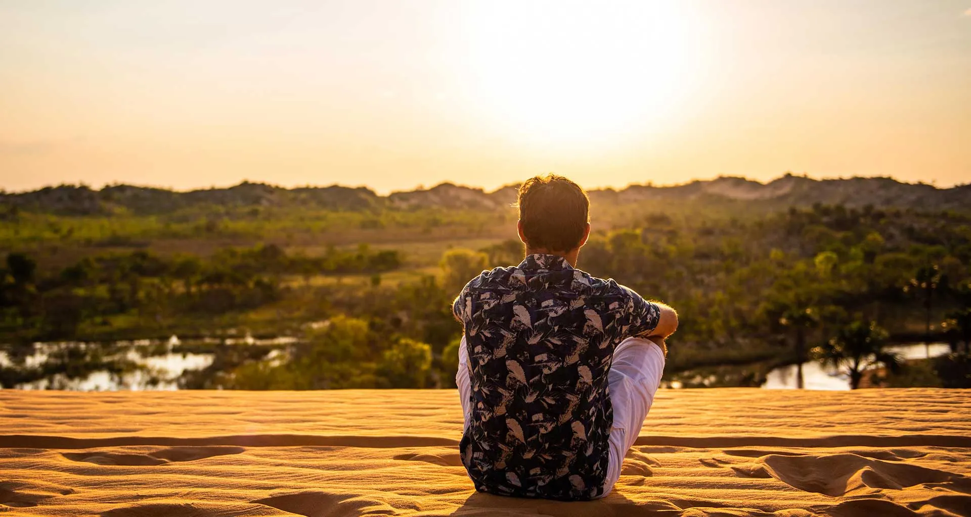 man sitting in the Jalapão Dunes
