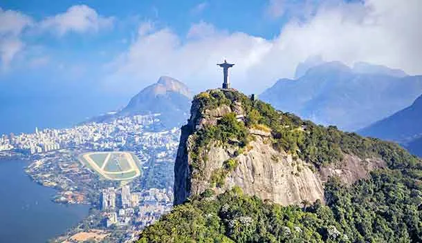 aerial view of rio de janeiro and christ the redeemer statue