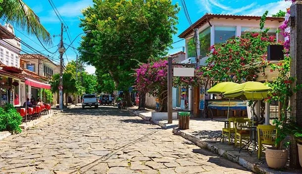cobblestone street in buzios brazil