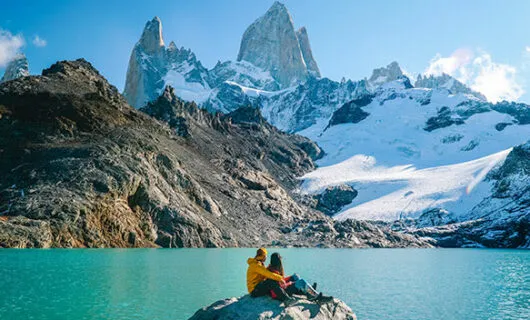 couple hiking in patagonia