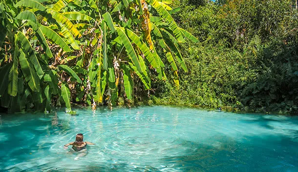 woman swimming jalapao natural springs